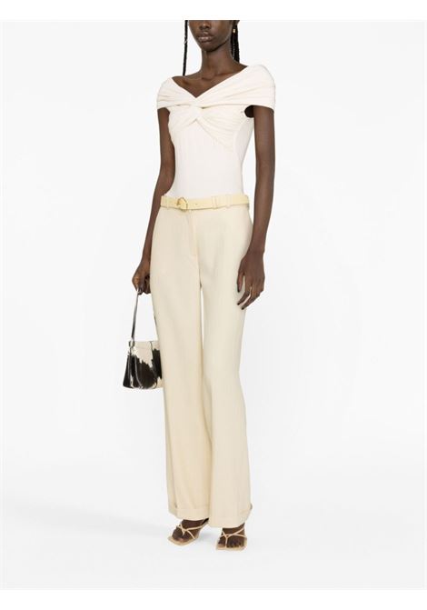 Beige pleat-detail tailored trousers - women TOTEME | 2332039266702