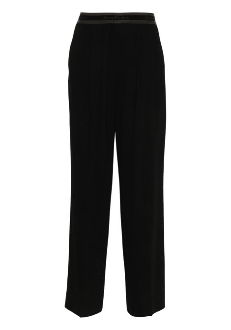 Pantaloni dritti con banda logo in nero di Acne - donna ACNE STUDIOS | AK0826900