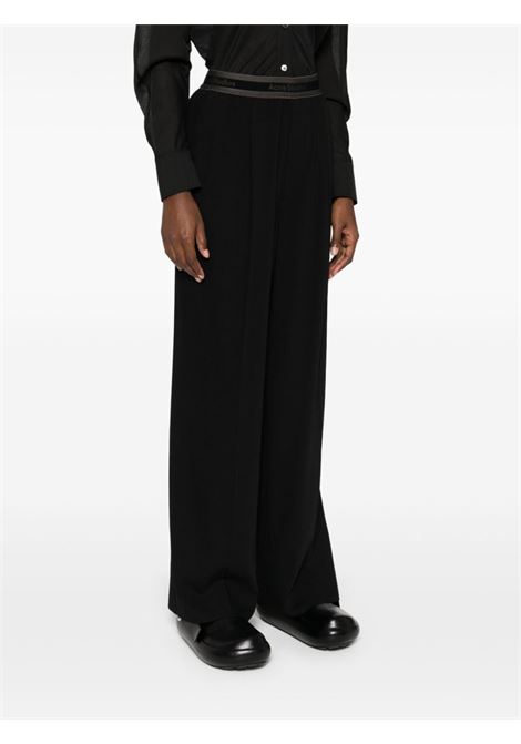 Black logo-waistband straight-leg trousers Acne - women ACNE STUDIOS | AK0826900