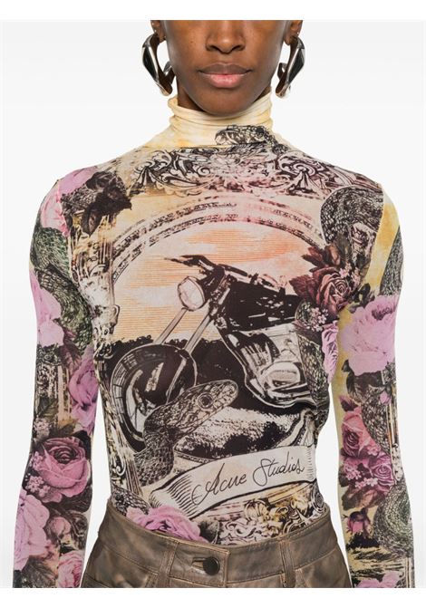 Multicolor graphic-print mesh top Acne Studios - women ACNE STUDIOS | AL0431BIA