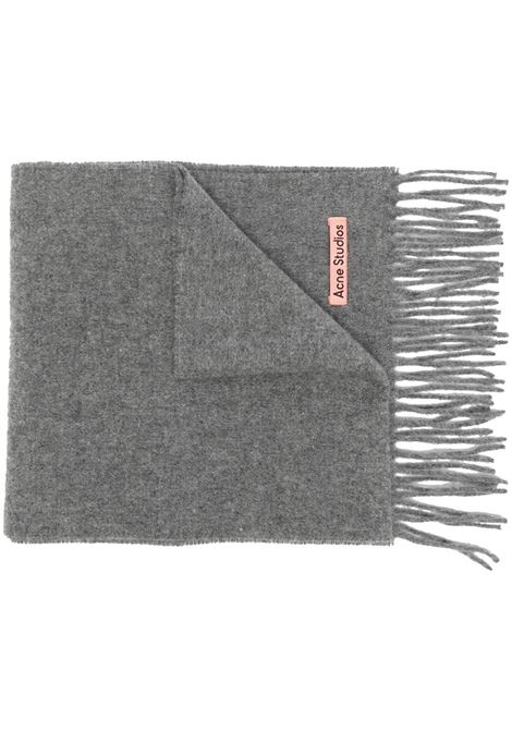 Grey melange fringe-trim scarf - unisex ACNE STUDIOS | CA0218990