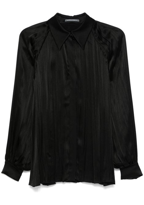 Black pleated satin shirt Alberta Ferretti - women