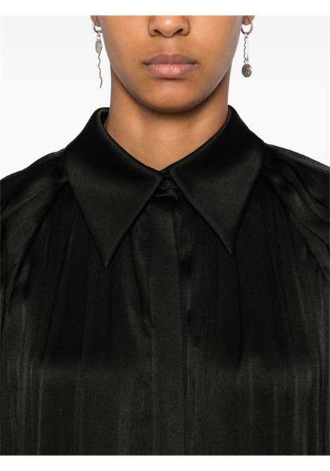 Black pleated satin shirt Alberta Ferretti - women ALBERTA FERRETTI | 020566190555