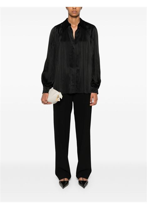 Black pleated satin shirt Alberta Ferretti - women ALBERTA FERRETTI | 020566190555