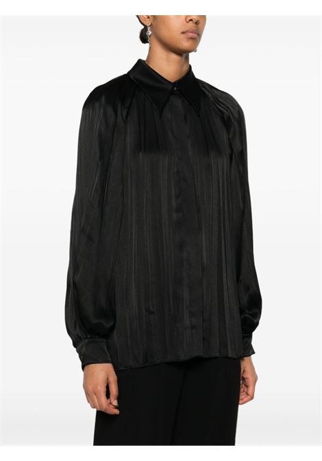 Black pleated satin shirt Alberta Ferretti - women ALBERTA FERRETTI | 020566190555