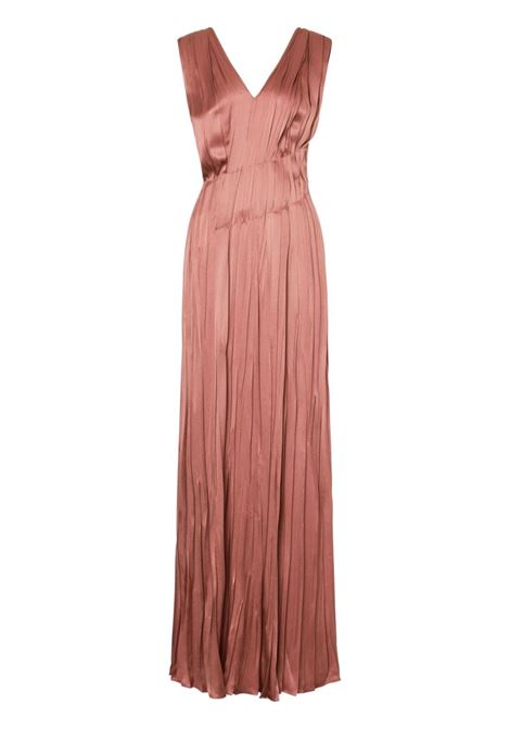 Pink pliss? satin maxi dress Alberta Ferretti - women