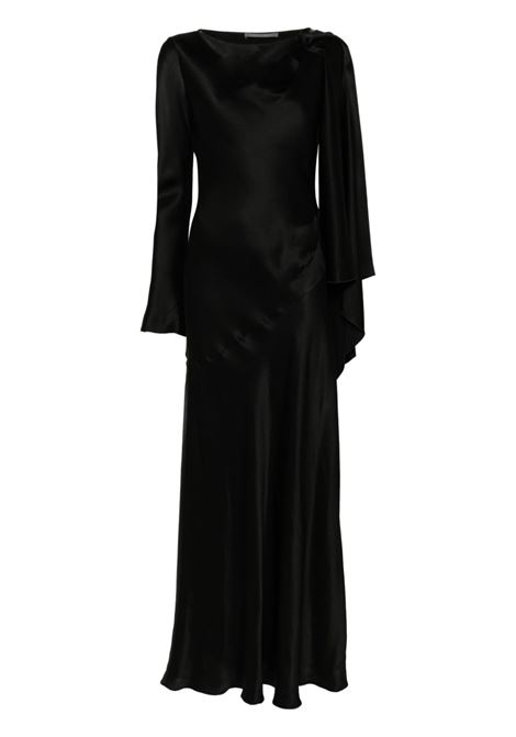 Abito lungo drappeggiato in nero Alberta Ferretti - donna ALBERTA FERRETTI | Abiti | 041366190555