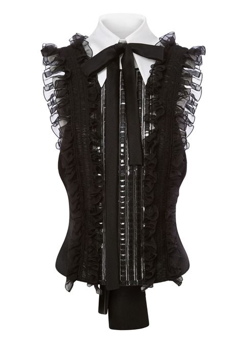 Black ruffled sleeveless silk top Alberta Ferretti - women ALBERTA FERRETTI | Top | 080251140555