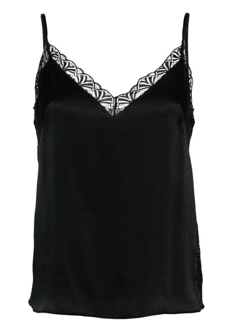 Top con dettaglio in pizzo in nero Alberta Ferretti - donna ALBERTA FERRETTI | Top | 080366190555