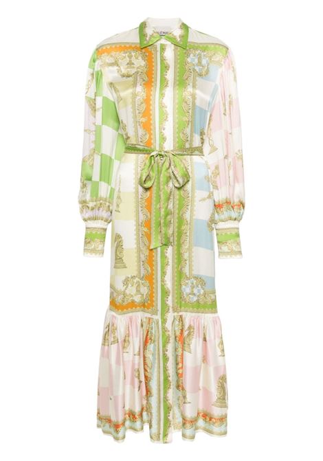Multicolor Checkmate silk midi shirt dress Alemais - women 