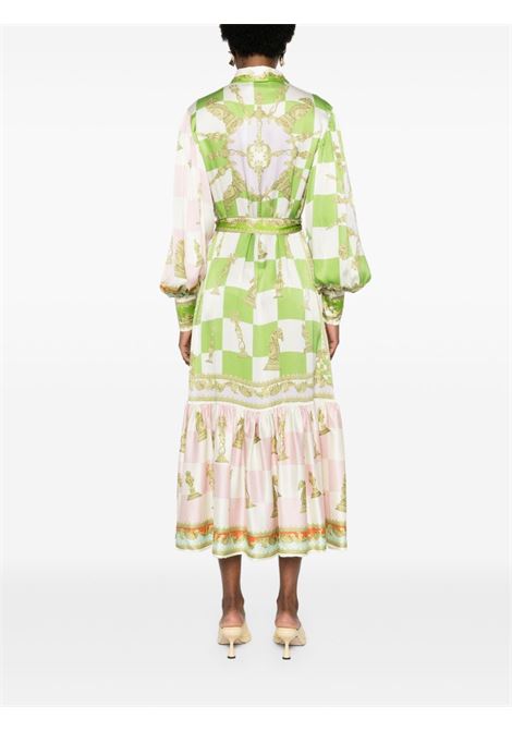 Multicolor Checkmate silk midi shirt dress Alemais - women  ALEMAIS | 3376DMLT
