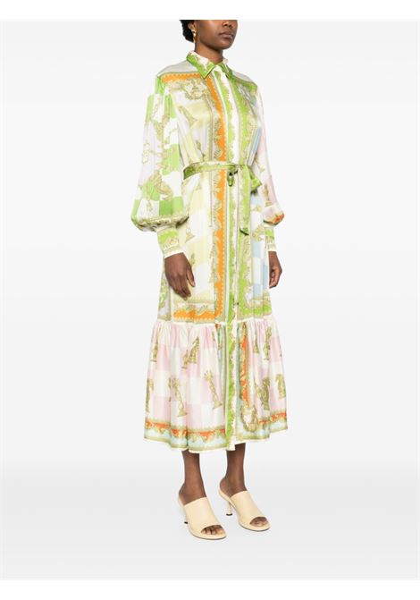 Multicolor Checkmate silk midi shirt dress Alemais - women  ALEMAIS | 3376DMLT