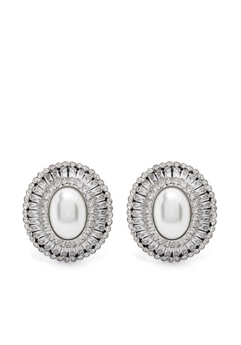 Silver crystal-embellished clip-on earrings Alessandra Rich - women