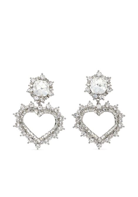 Silver heart-motif drop earrings Alessandra Rich - women ALESSANDRA RICH | FABA3201J00040001