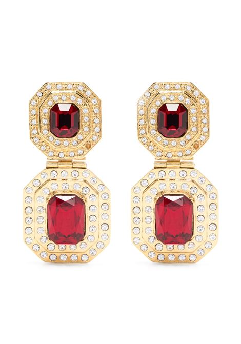 Red and gold crystal-embellished earrings Alessandra Rich - women ALESSANDRA RICH | Earrings | FABA3223J00240203