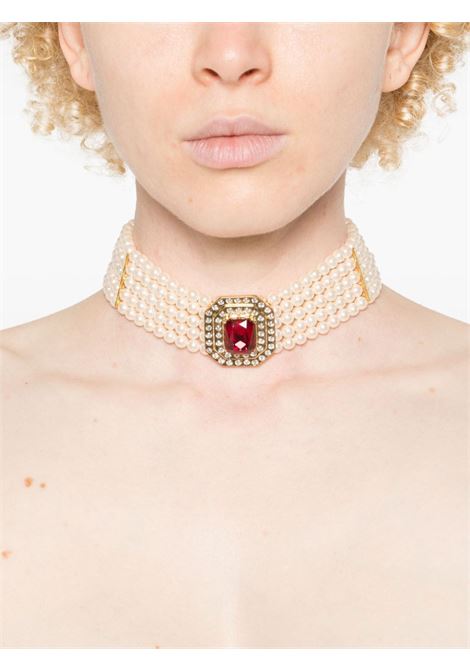 Choker con perle e cristalli in rosso e oro di Alessandra Rich - donna ALESSANDRA RICH | FABA3233J00340203