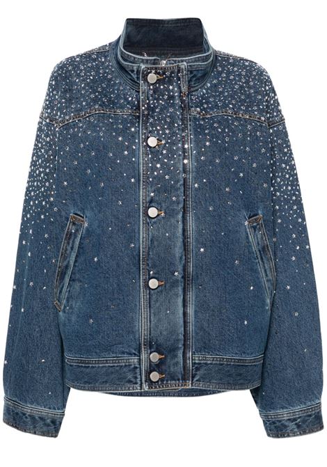 Blue crystal-embellished denim jacket Alessandra Rich - women ALESSANDRA RICH | FABX3829F43801742