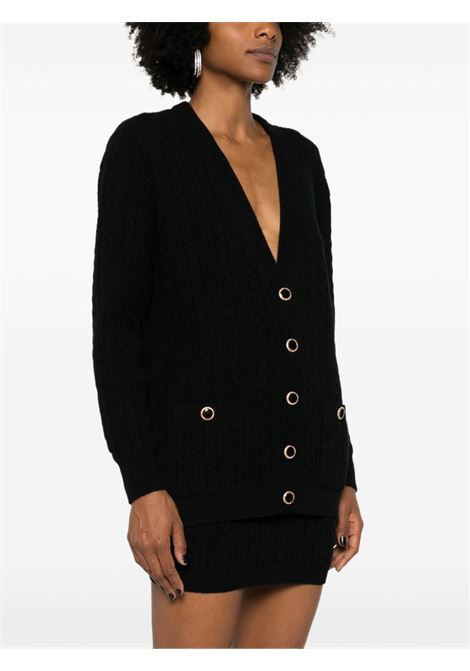 Black cable-knit wool cardigan Alessandra Rich - women  ALESSANDRA RICH | FABX3868K43920060