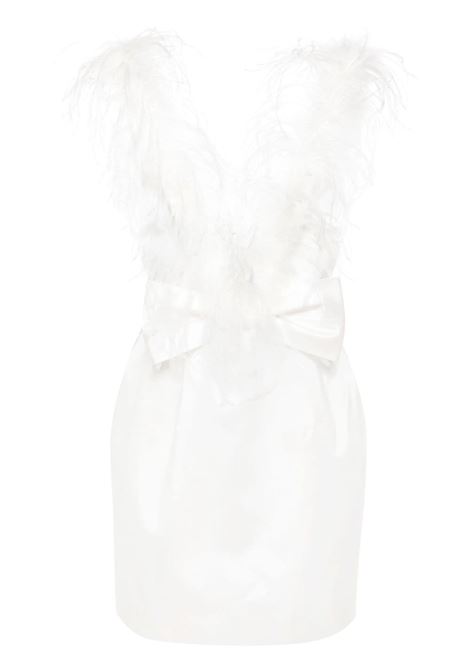 Ivory feather-trim silk mini dress Alessandra Rich - women  ALESSANDRA RICH | Dresses | FABX3890F31920002