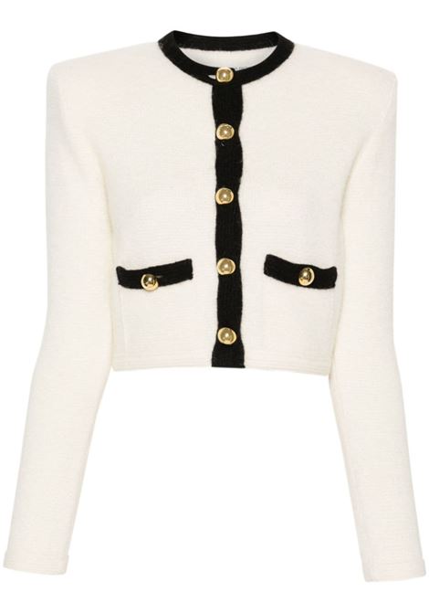 White and black contrat-trim cropped blazer Alessandra Rich - women 