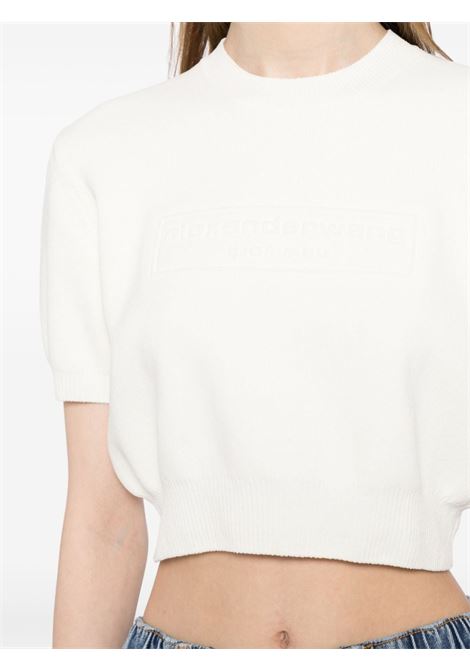 Top corto con logo goffrato in bianco di Alexander Wang - donna ALEXANDER WANG | 1KC3231037104