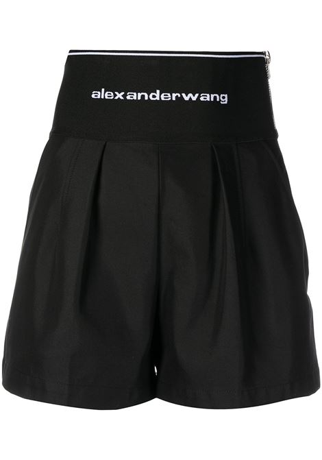 Black logo-detail high-waisted shorts - ALEXANDER WANG women