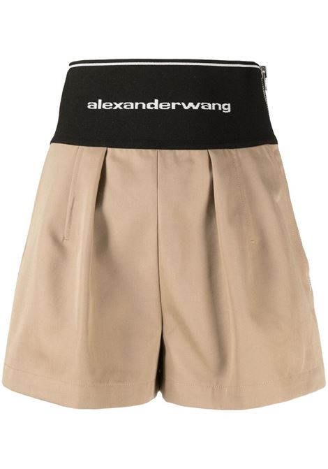 Beige logo-waistband shorts - ALEXANDER WANG  women