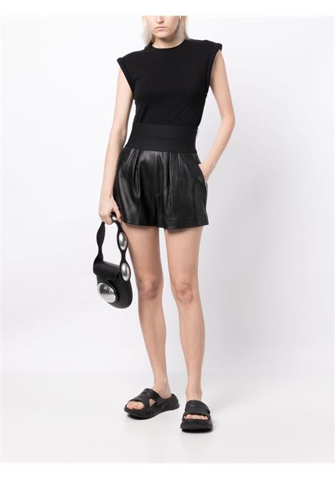Black logo-waistband leather shorts Alexander Wang - women ALEXANDER WANG | 1WC3234630001
