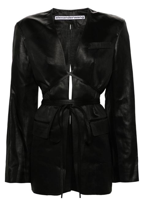 Black satin-finish tied-fastening blazer Alexander Wang - women ALEXANDER WANG | Blazers | 1WC3242565001