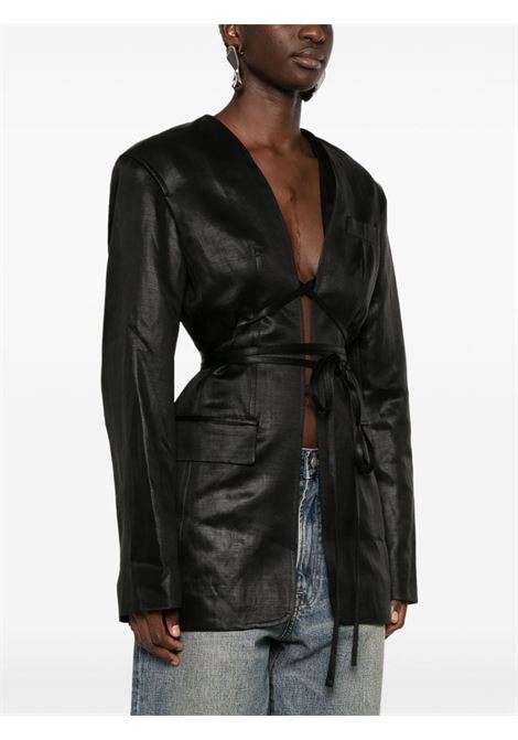 Black satin-finish tied-fastening blazer Alexander Wang - women ALEXANDER WANG | 1WC3242565001