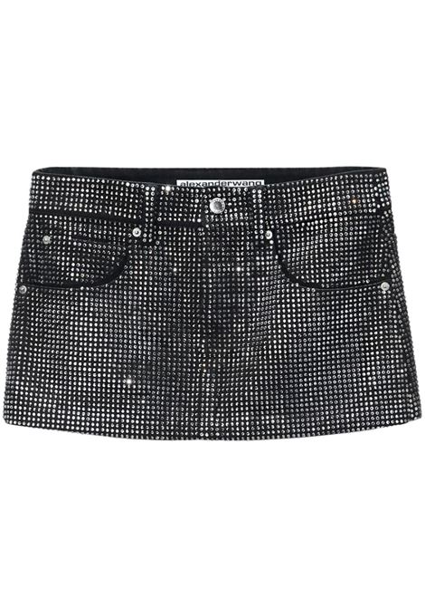 Black crystal-embellished mini skirt Alexander Wang - women