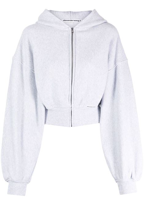 Felpa crop con cappuccio in grigio - ALEXANDER WANG donna ALEXANDER WANG | Felpe | 4CC1242077050