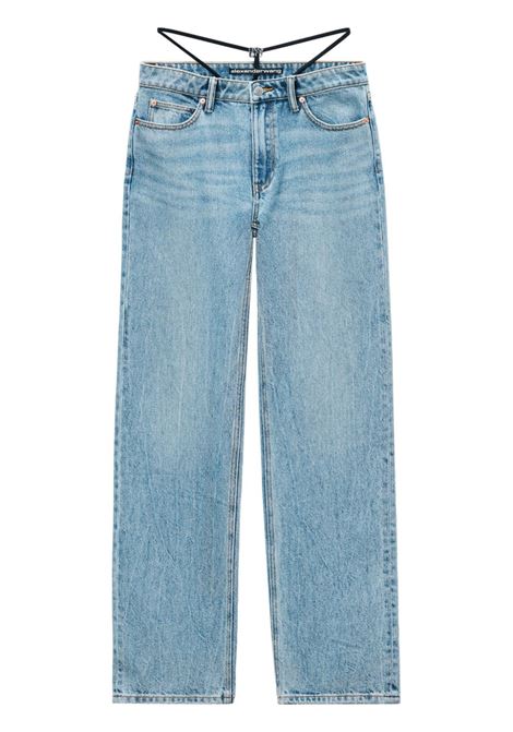 Jeans dritti con design a strati in blu Alexander Wang - donna
