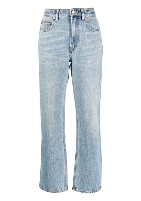 Blue mid-rise straight-leg jeans - women