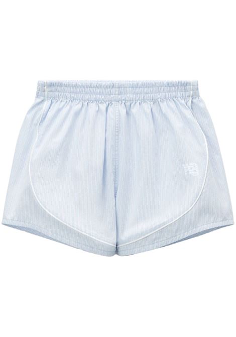 Light blue logo-embroidered striped shorts Alexander Wang - women ALEXANDER WANG | Shorts | 4WC3244386458B