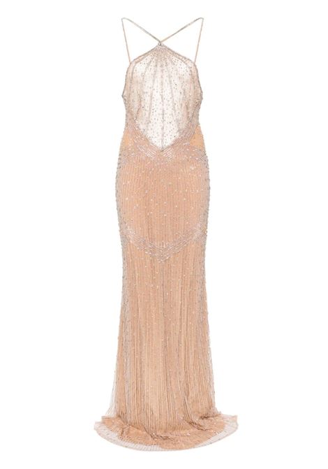 Beige crystal-embellished gown Amen - women AMEN | Dresses | AMW24504059