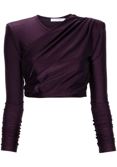 Burgundy long-sleeved cropped top Amen - women AMEN | Top | HMW24202008