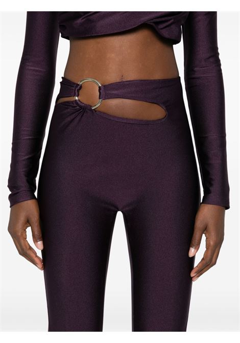 Burgundy ring-detail leggings Amen - women  AMEN | HMW24304008