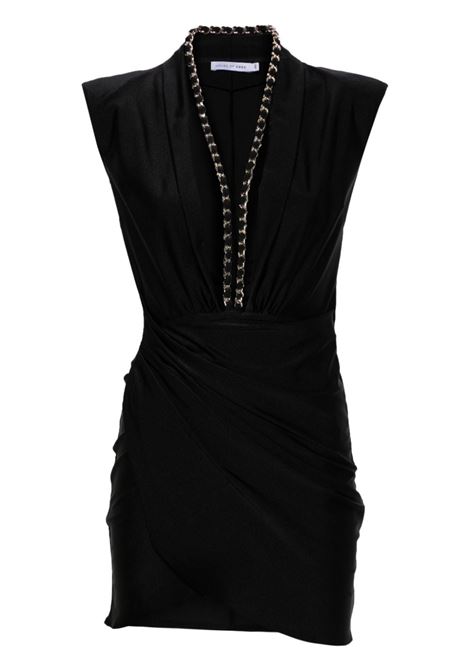 Black plunging v-neck short dress Amen - women  AMEN | HMW24409009