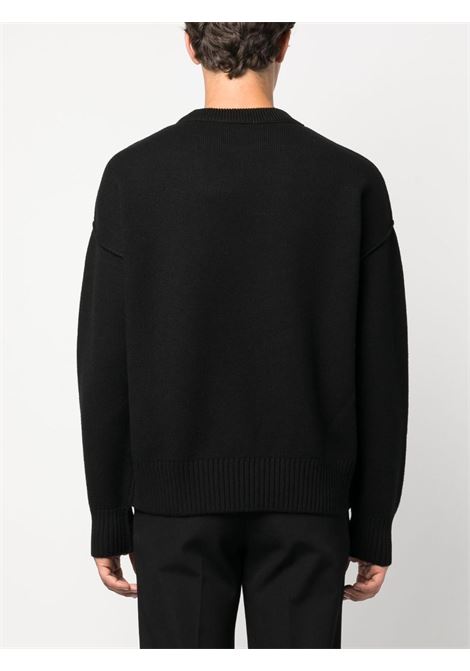 Black intarsia-knit jumper - unisex AMI PARIS | BFUKS006018009
