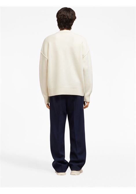 White and red Ami de Coeur intarsia-knit jumper - unisex AMI PARIS | BFUKS006018154