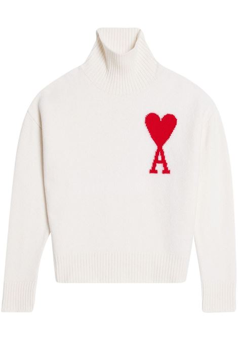 Maglione Ami de Coeur a collo alto in bianco - unisex AMI PARIS | BFUKS402018154