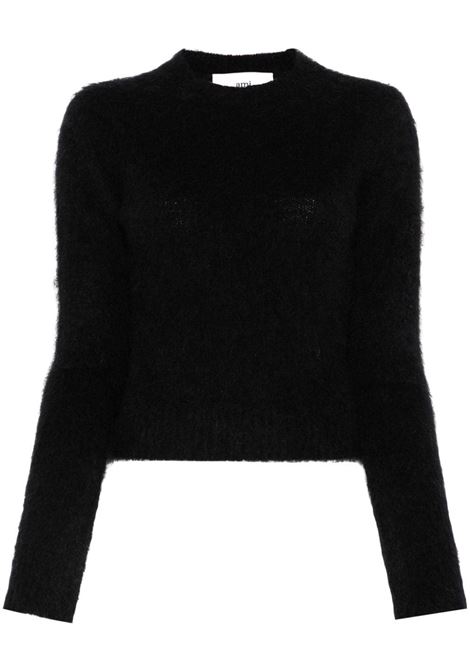 Black brushed-knit jumper Ami Paris - women  AMI PARIS | Sweaters | FKS047KN0056001