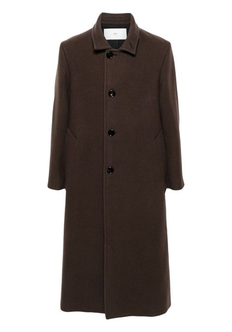 Brown maxi wool coat Ami Paris - men