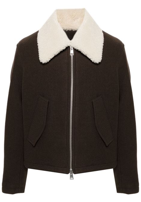 Brown shearling-collar Aviator jacket Ami Paris - men