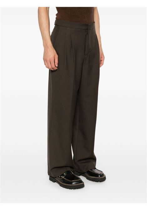 Brown pleat-detailing trousers AMI Paris - men AMI PARIS | HTR429WV0026221