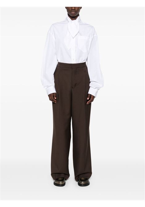 Pantaloni con pieghe in marrone di Ami Paris - uomo AMI PARIS | HTR429WV0026221