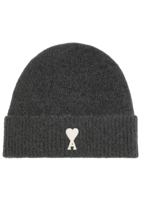 Grey Ami de Coeur wool blend beanie Ami Paris - unisex AMI PARIS | Hats | UHA115KN0032061