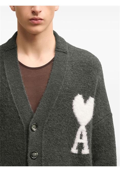 Cardigan Ami De Coeur in grigio Ami Paris - unisex AMI PARIS | UKC025KN0032061