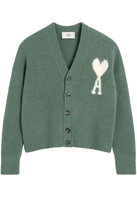 Green Ami de Coeur cardigan Ami Paris - unisex AMI PARIS | Sweaters | UKC025KN00324013